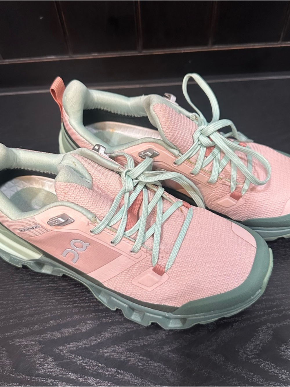 On Running Women's Cloudventure Trail Shoes in Pink and Seafoam